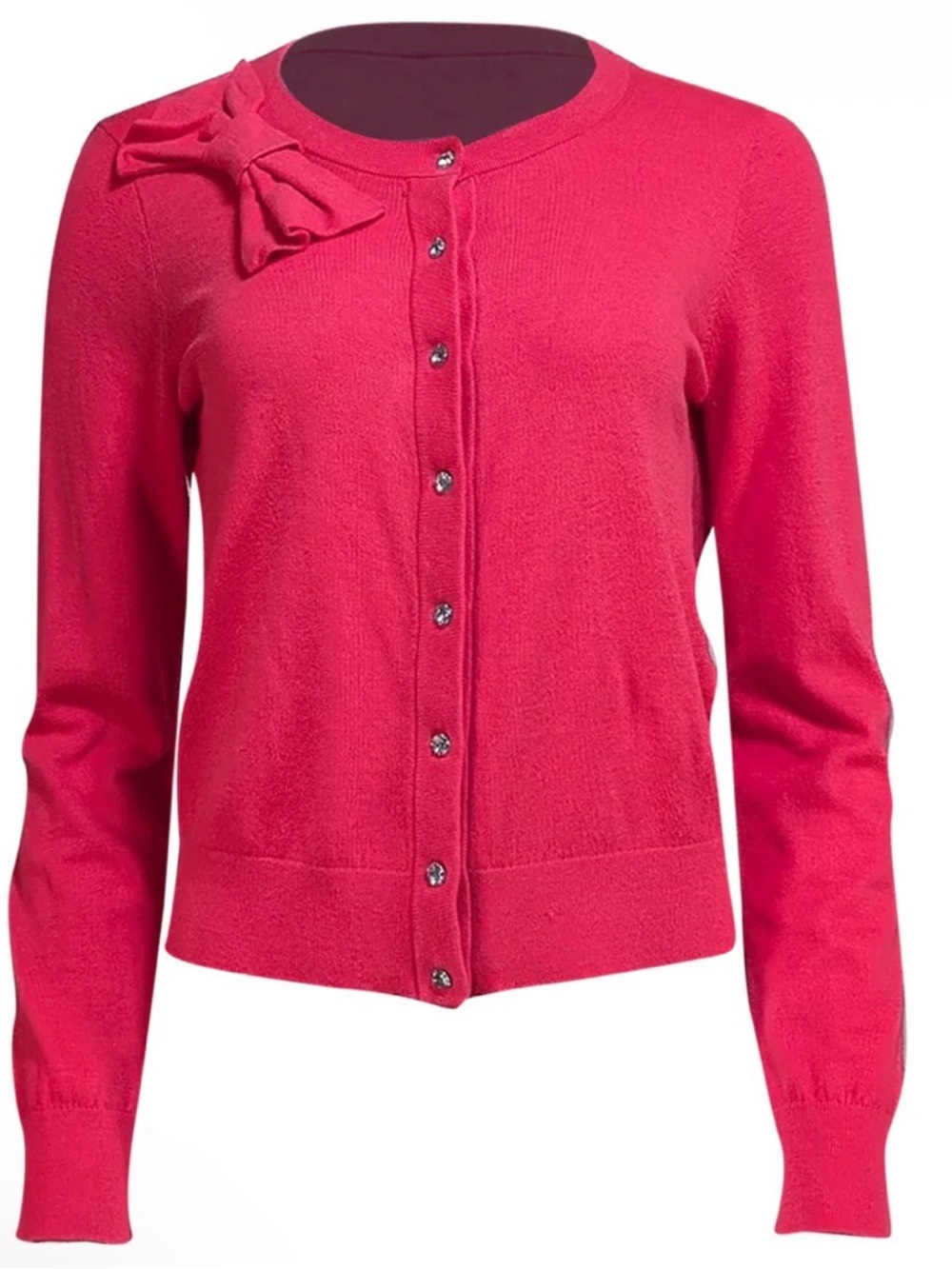 kate spade Hot Pink Bow-Shoulder Button Cardigan